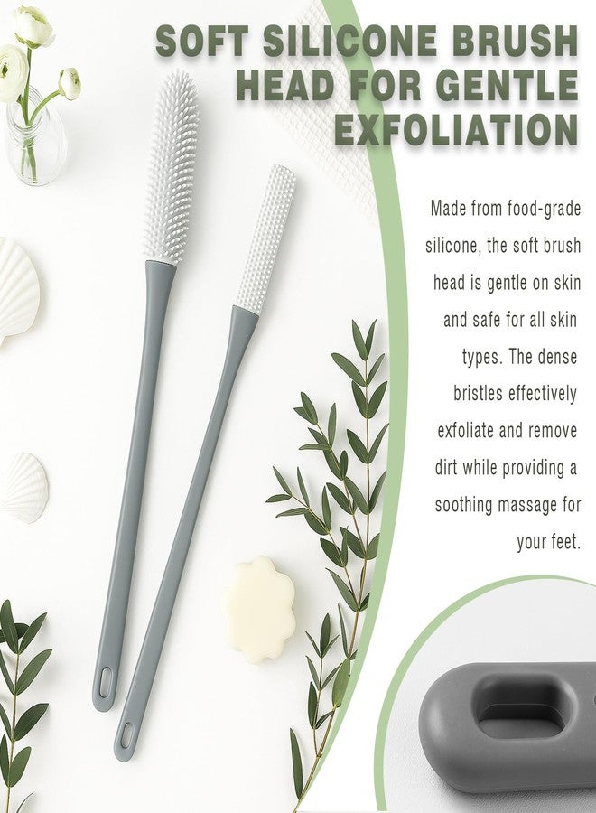 Brvlsoc 2-Pack Toe Cleaning Brush with Long Handle – Foot Scrubber & Exfoliating Anti-Itch Brush for Seniors, Pregnant Women, Men & Women (Grey) - Image 3